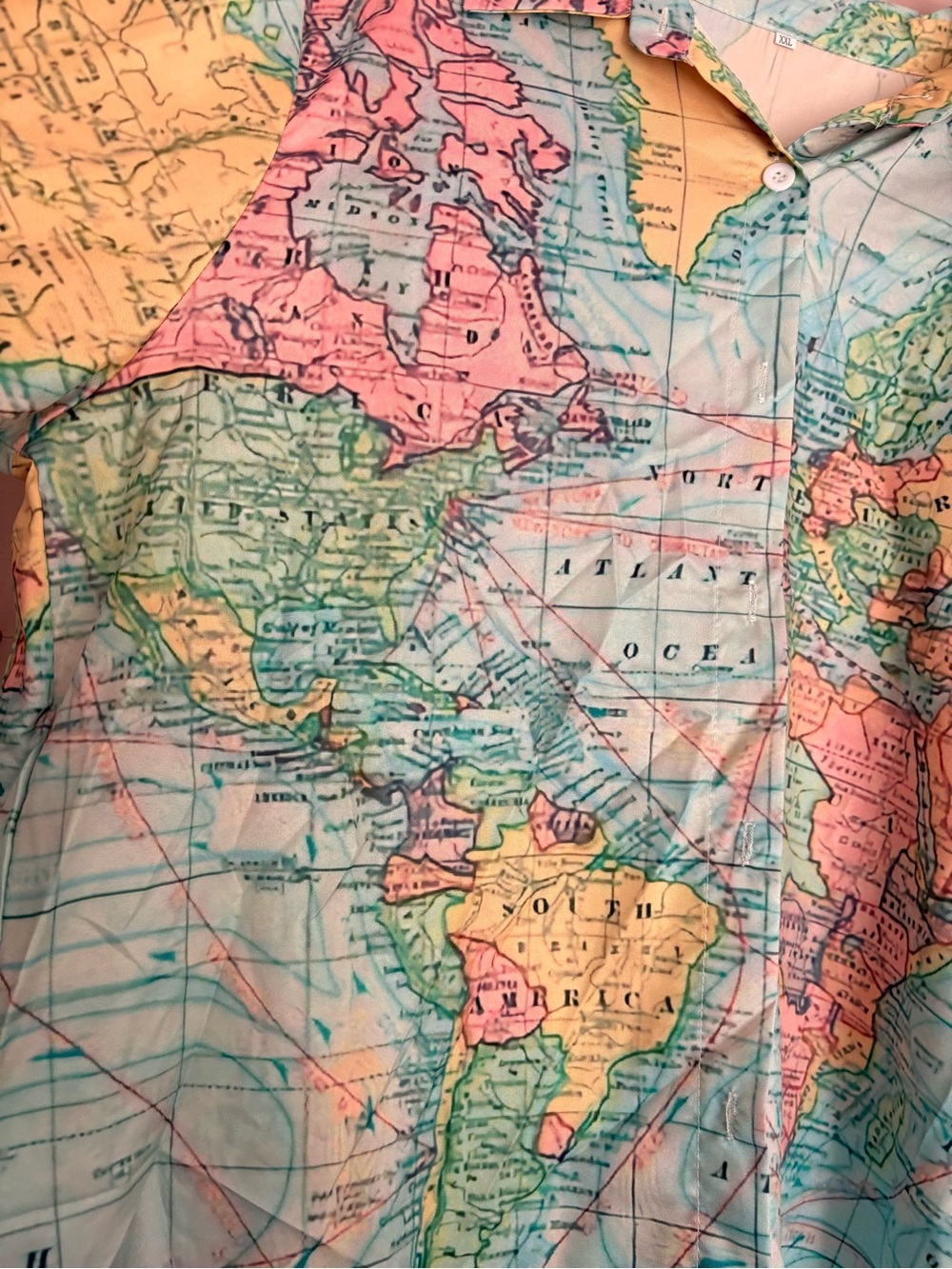 Map Print Button-Up Shirt - Picture 3 of 5
